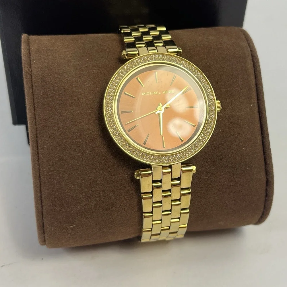 Michael Kors MK3408 Darci Mini Brown Dial Gold Tone Women's Watch w/ Box